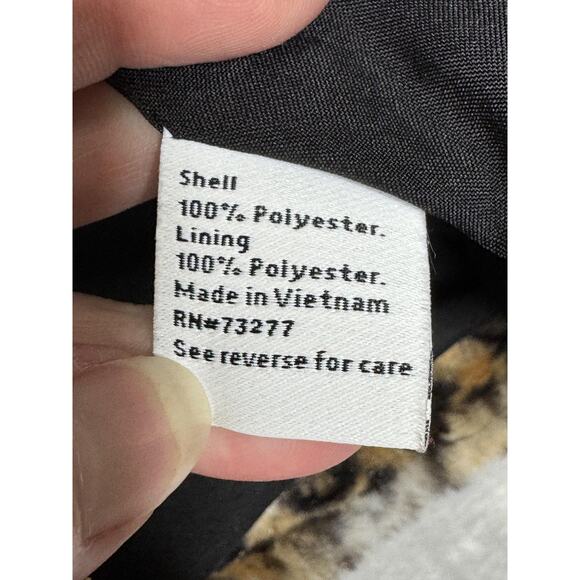 Nine West Jacket Womens Small Leopard Animal Print Faux Fur Zip Up Pockets Cozy - Picture 7 of 12